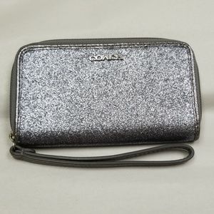 Coach Silver Glitter Wristlet